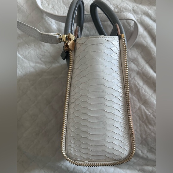 Rare Paige Gamble Livia Snakeskin Fur? Handbag with 2 Snakeskin Gussets - Picture 3 of 11